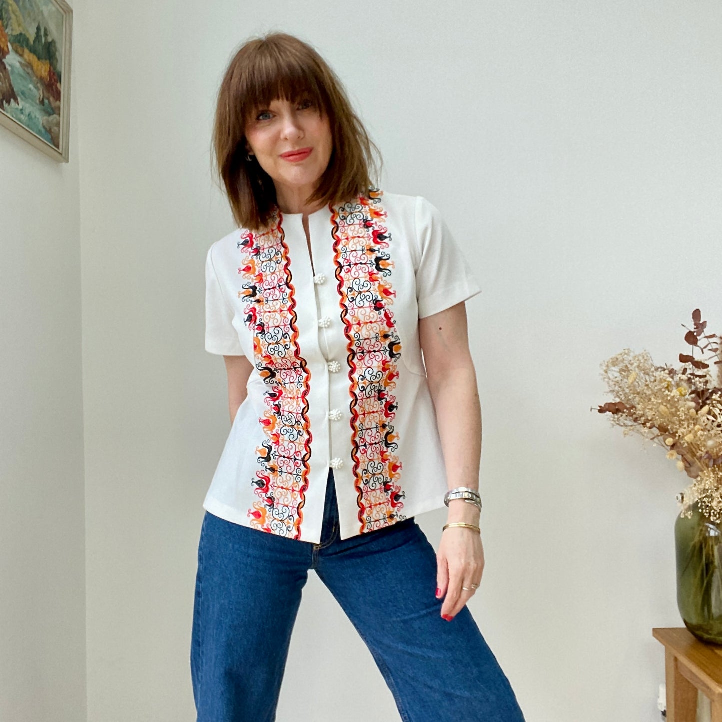 70s Embroidered Tunic Top