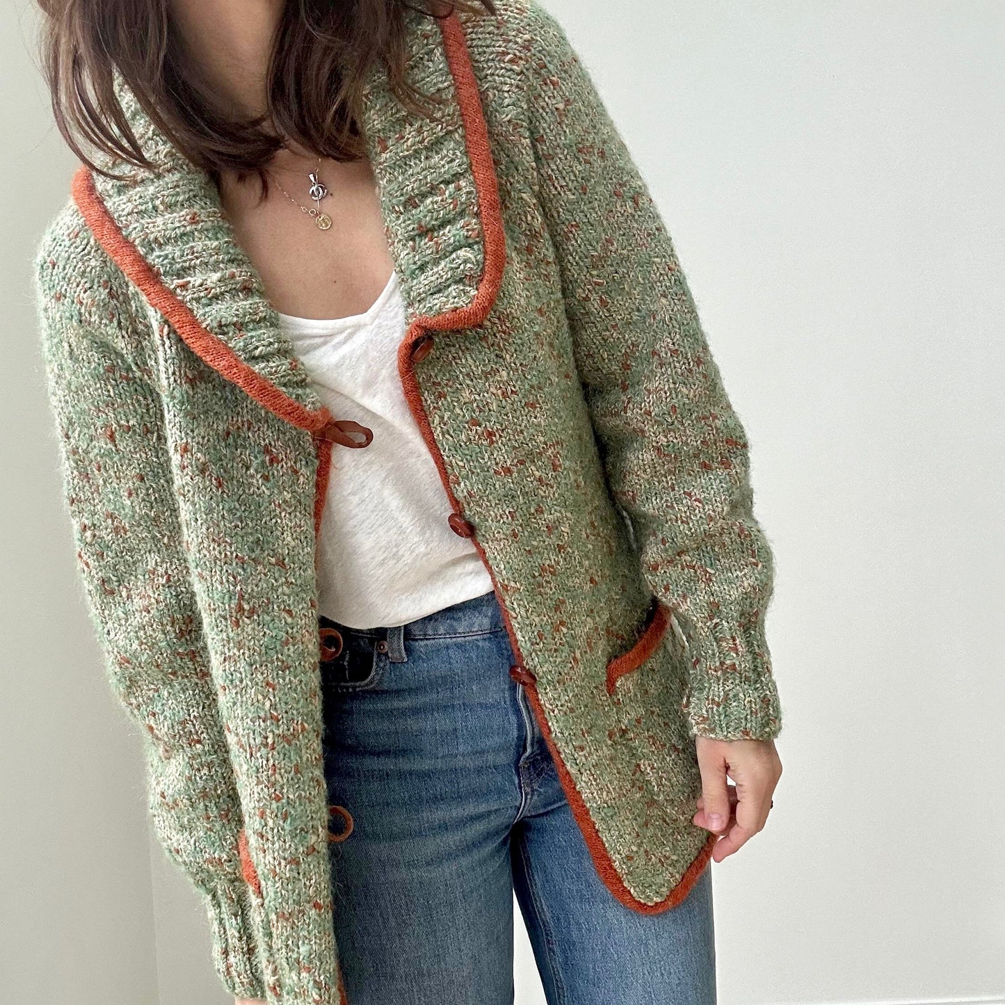Green Hand Knitted Cardigan