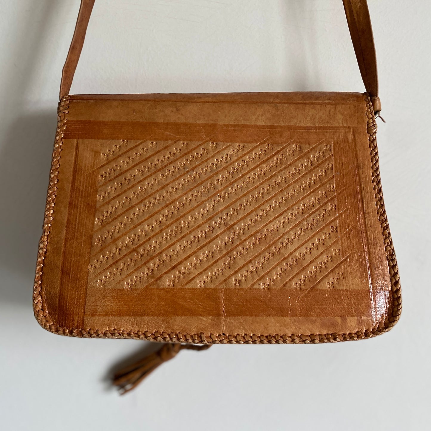 Tan Leather Tooled Bag