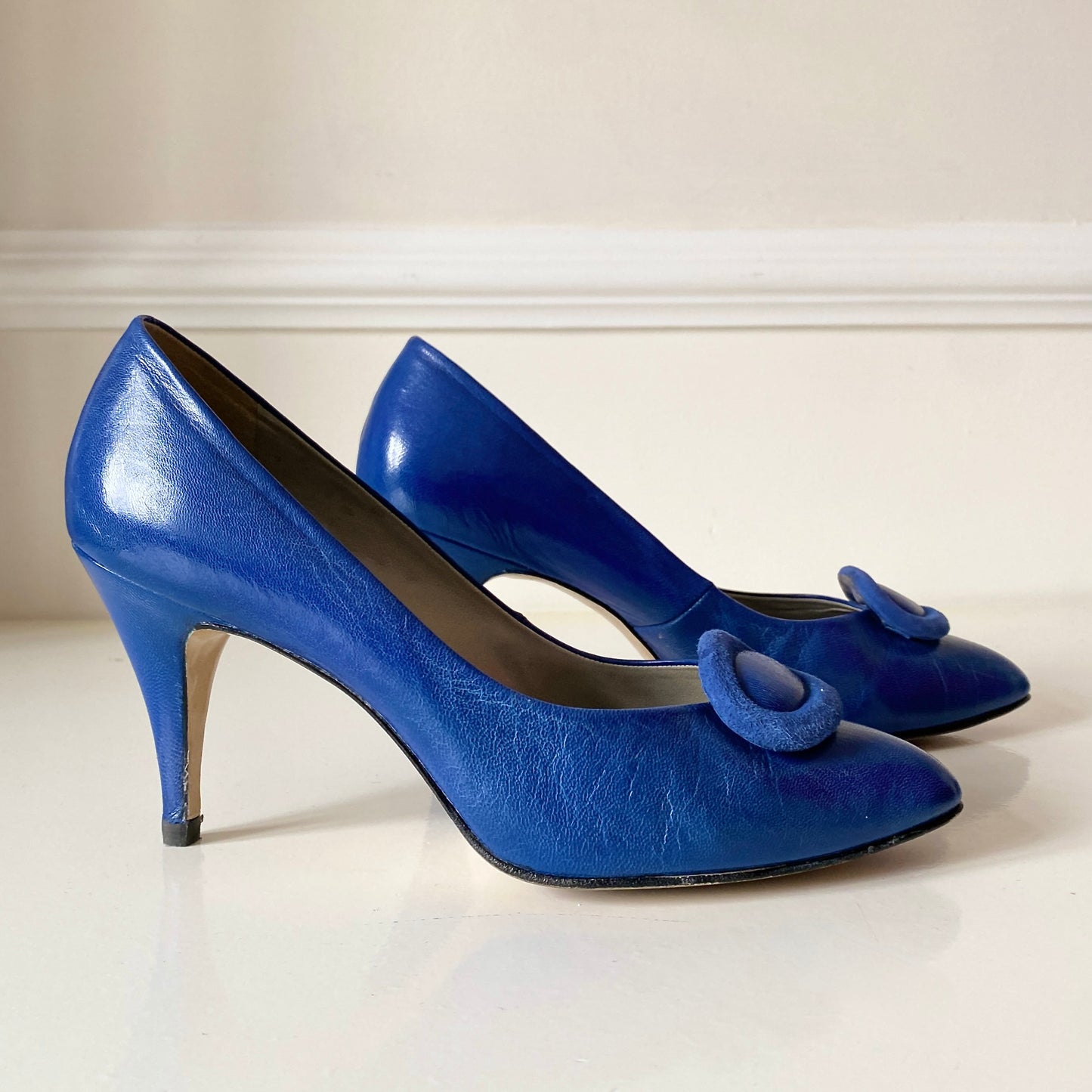 Blue Leather Court Shoes