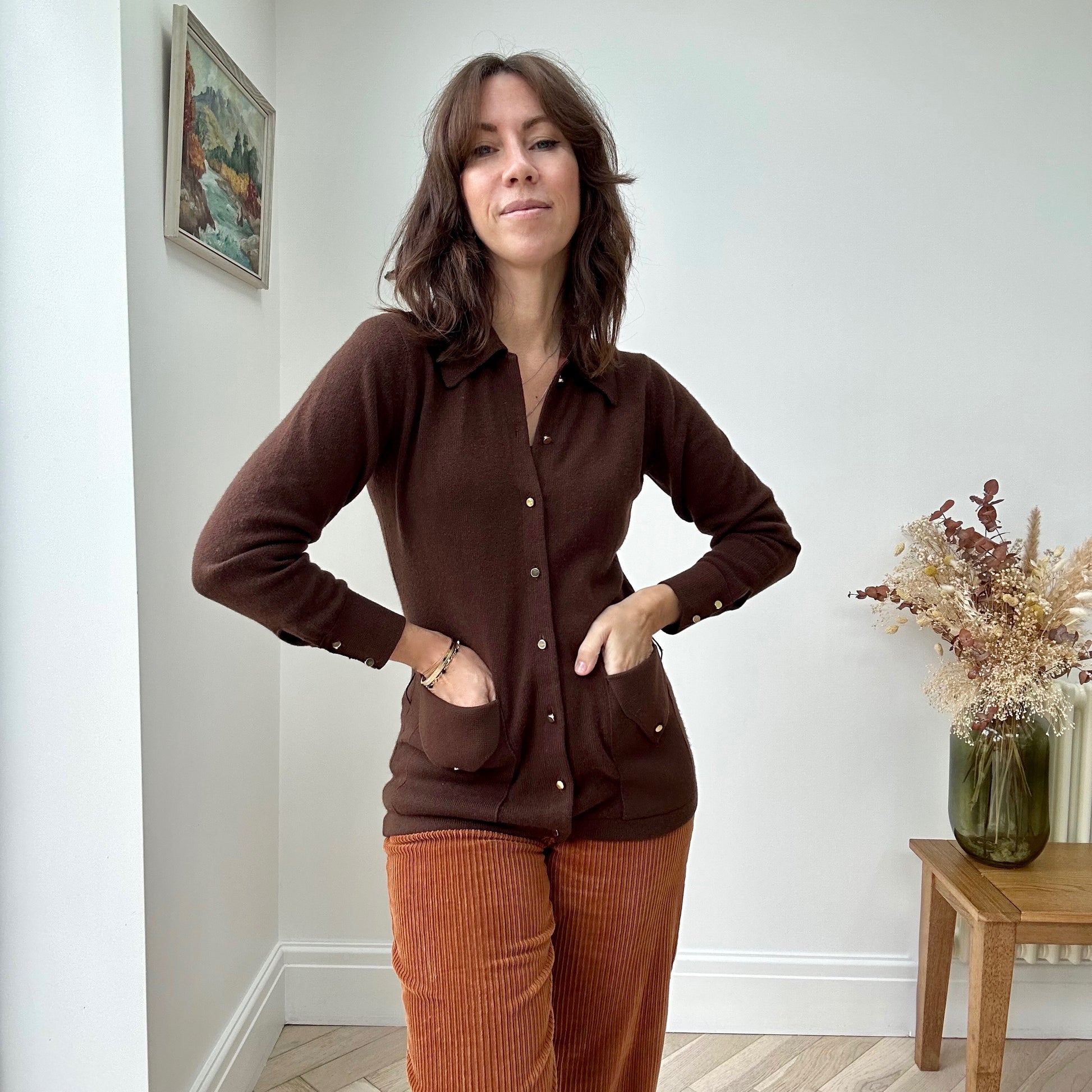 Brown vintage cashmere cardigan by Ballantyne of Peebles