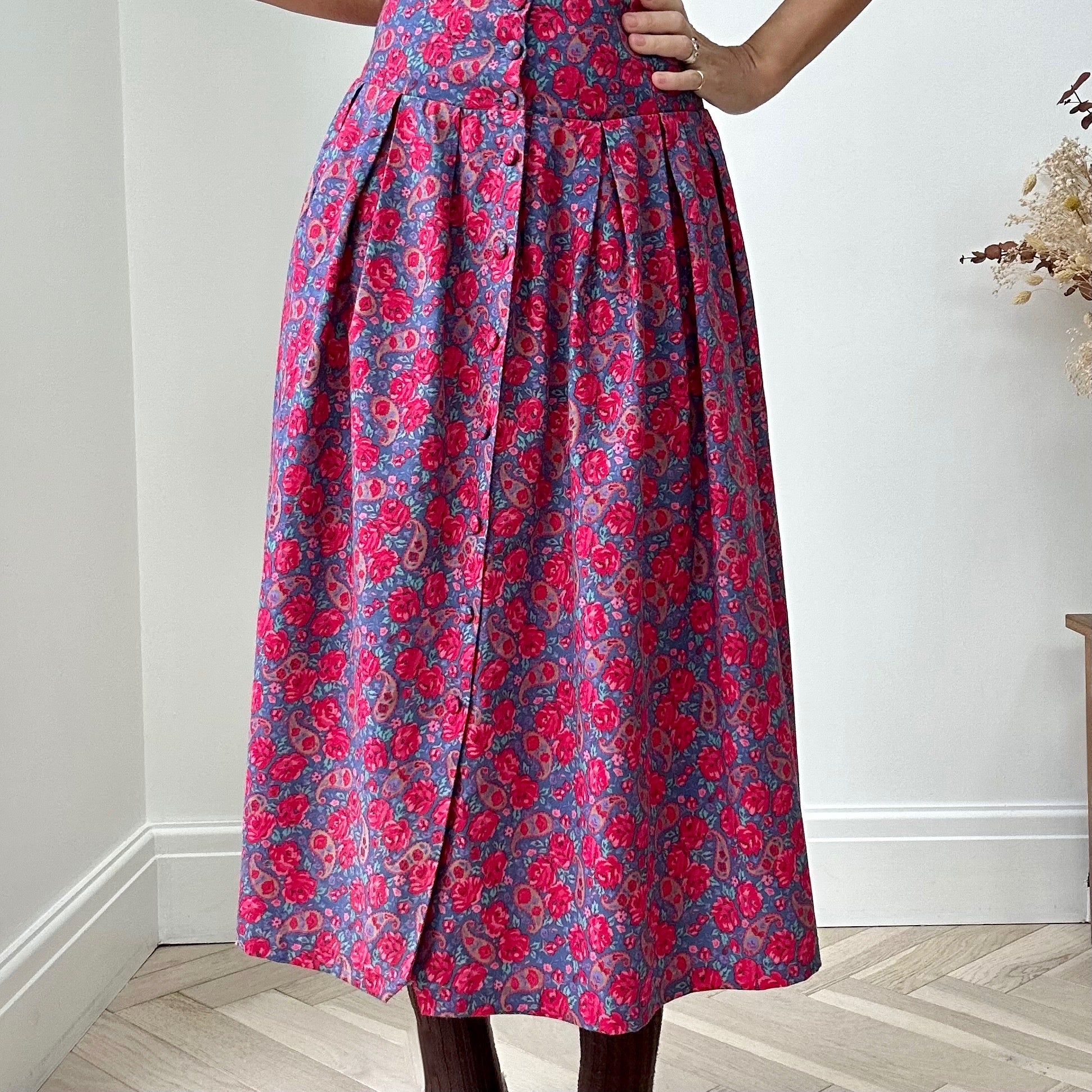 80s vintage Laura Ashley paisley patterned full skirt