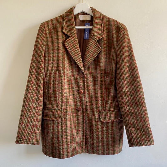 80s brown vintage tweed wool blazer jacket By Eastex Heirloom Single breasted fastening to front Two front flap pocket 100% pure new wool Fully lined Vintage size 14