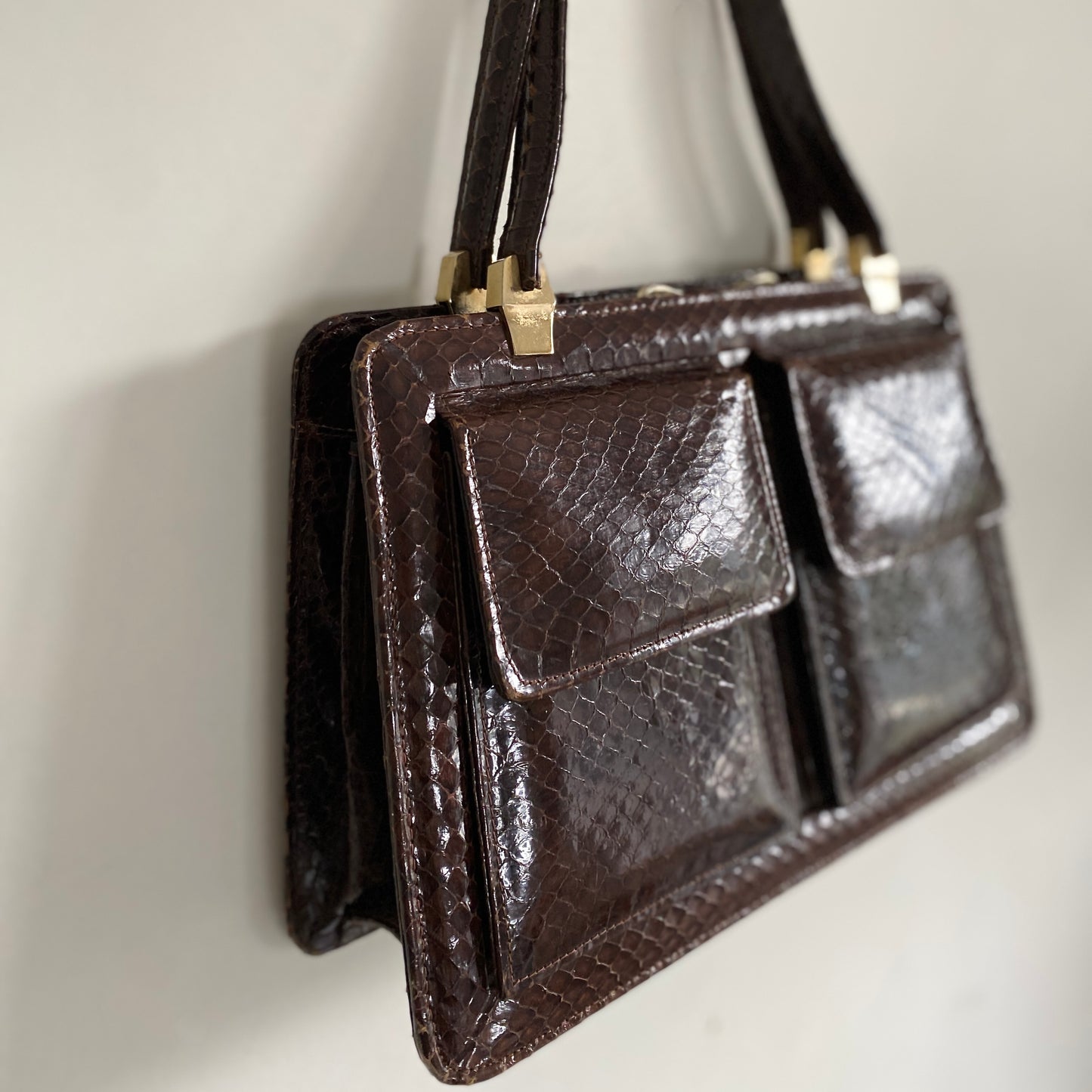 Leather 70s Snake Skin Bag