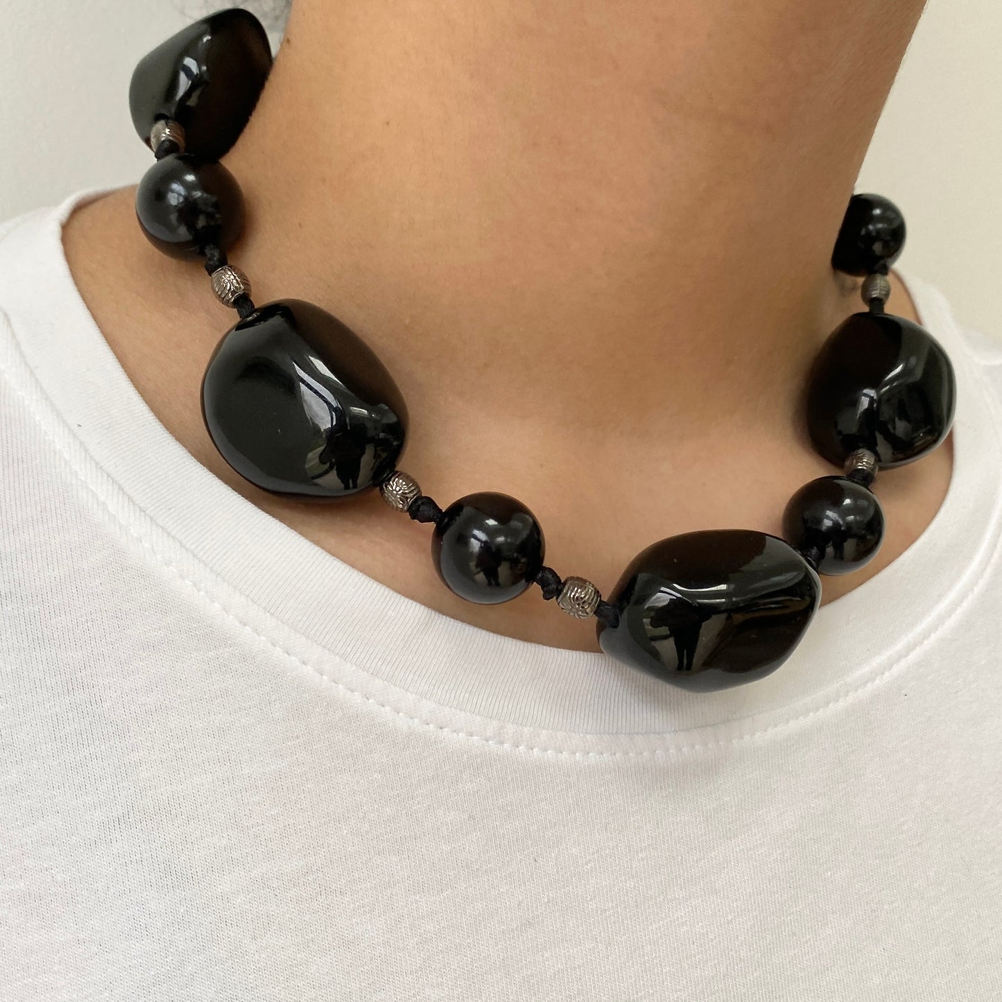 Black Chunky Bead Necklace